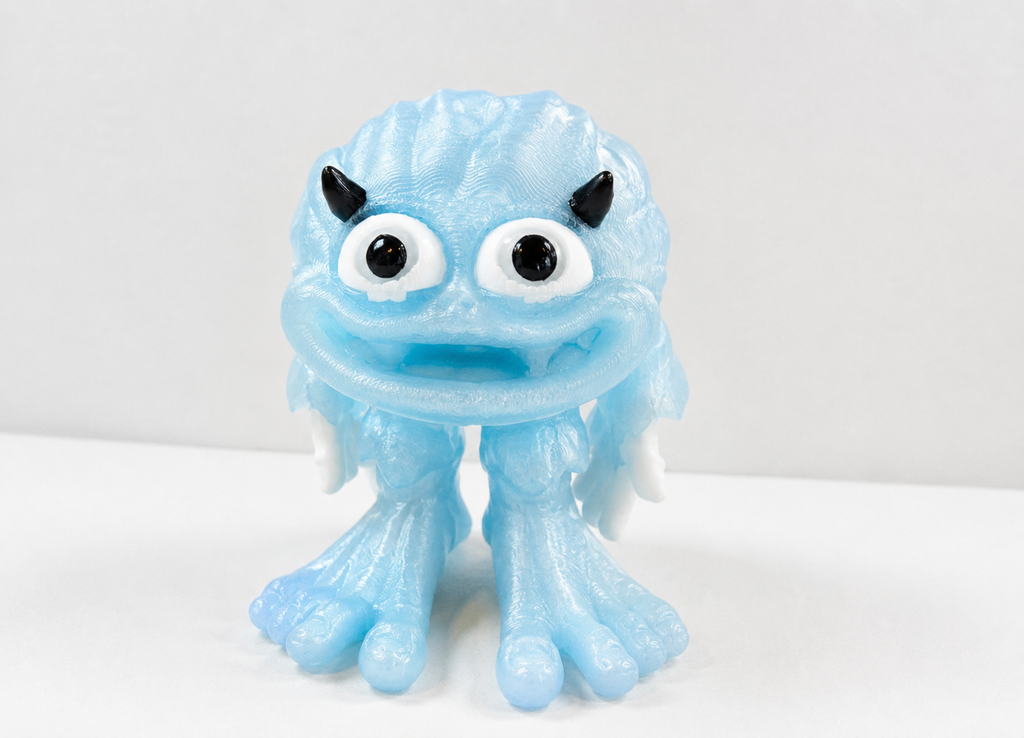 Flexi Yeti Toy – Articulated Ice Blue Monster Desk Buddy (3D Printed)