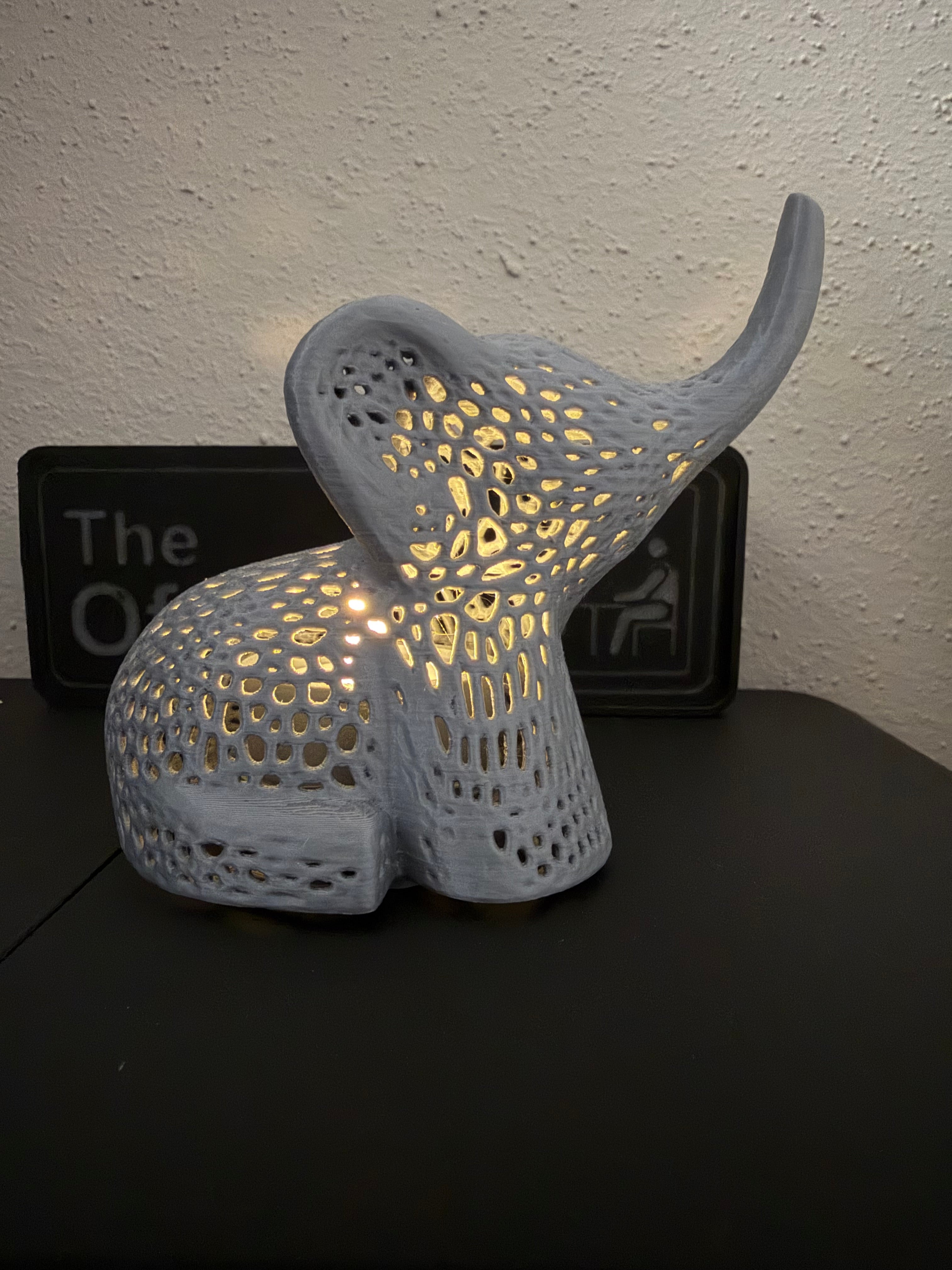 Voronoi Elephant Ambient Lamp | 3D Printed Ambient Décor