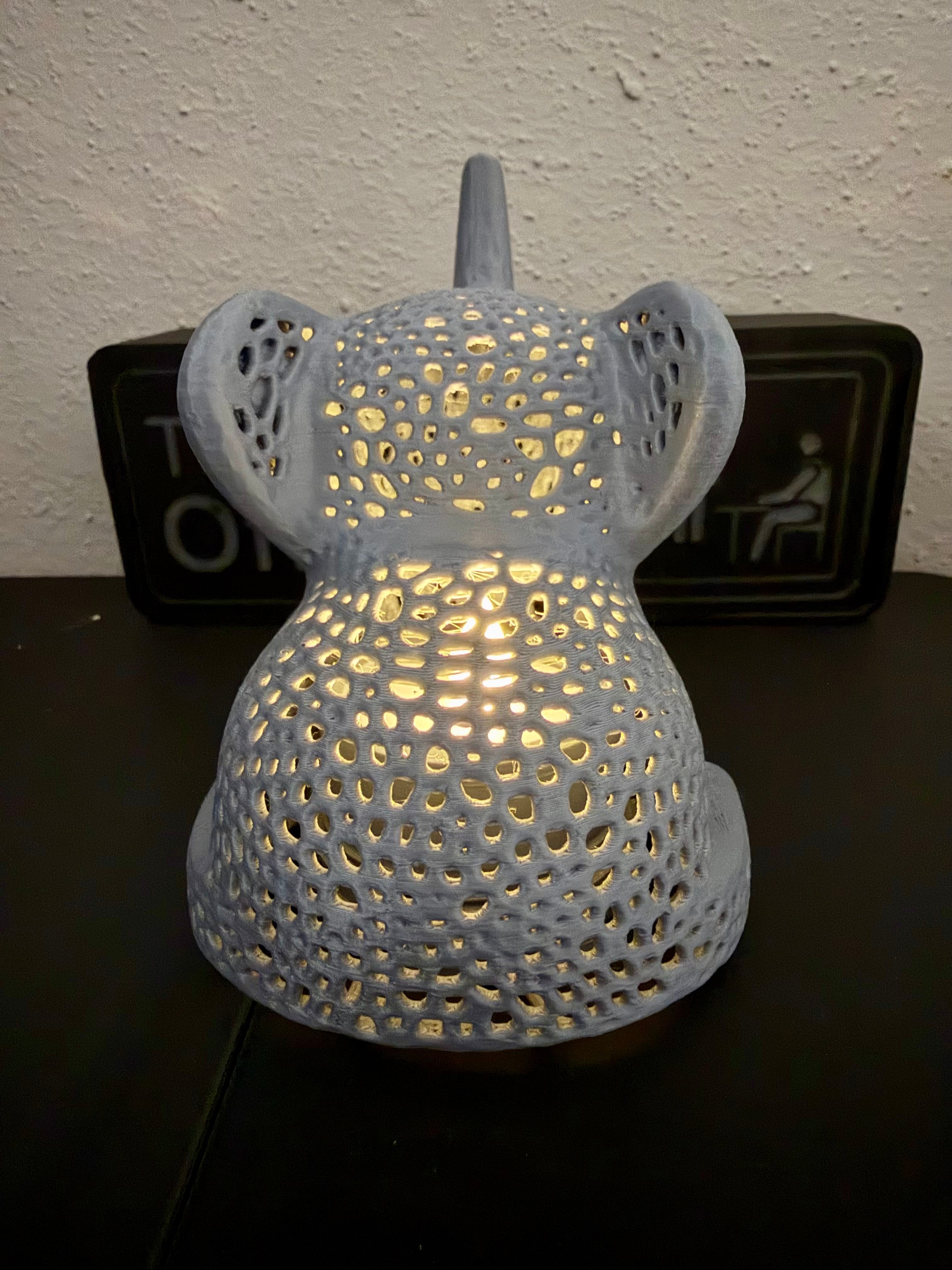 Voronoi Elephant Ambient Lamp | 3D Printed Ambient Décor