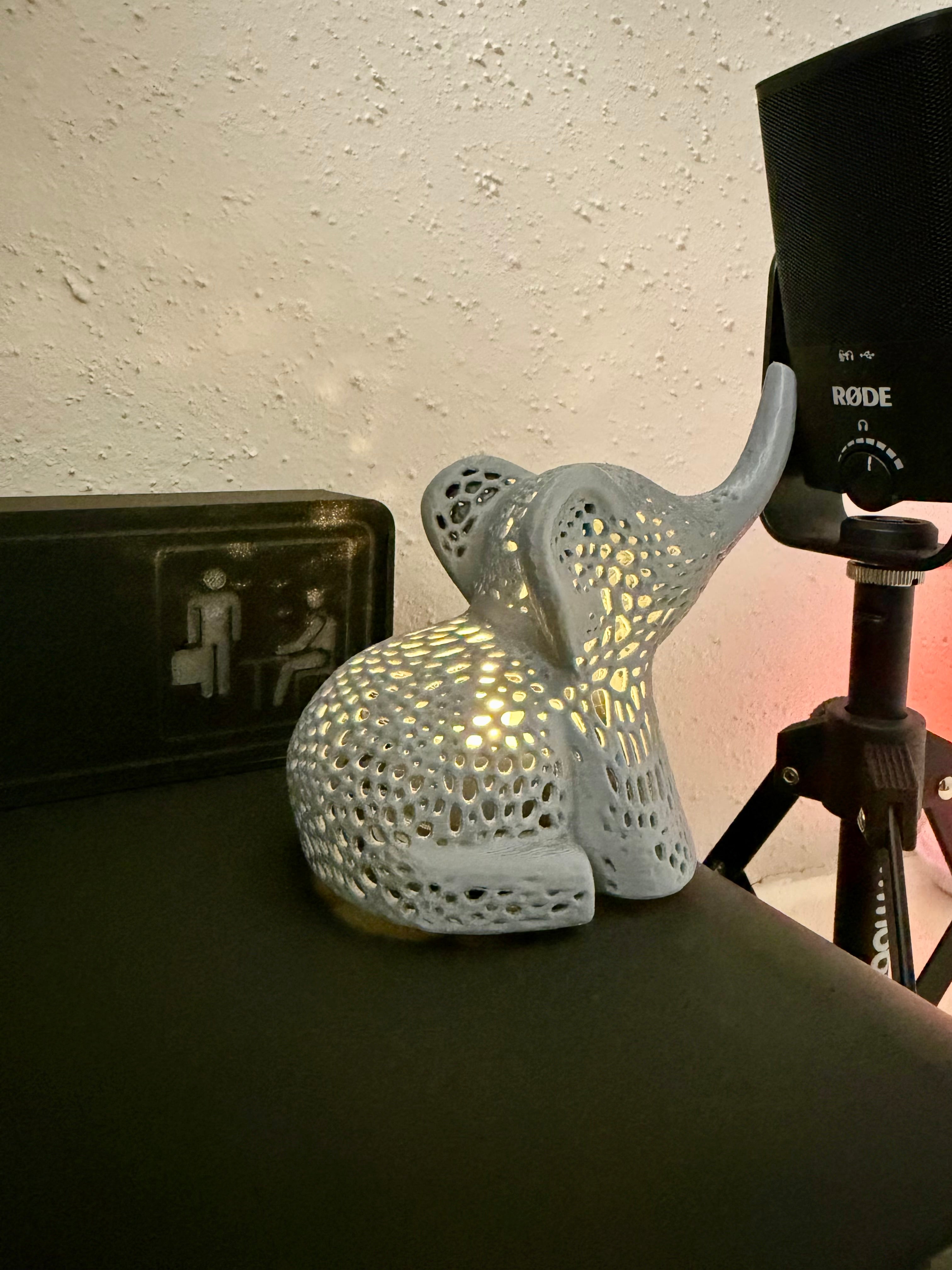 Voronoi Elephant Ambient Lamp | 3D Printed Ambient Décor
