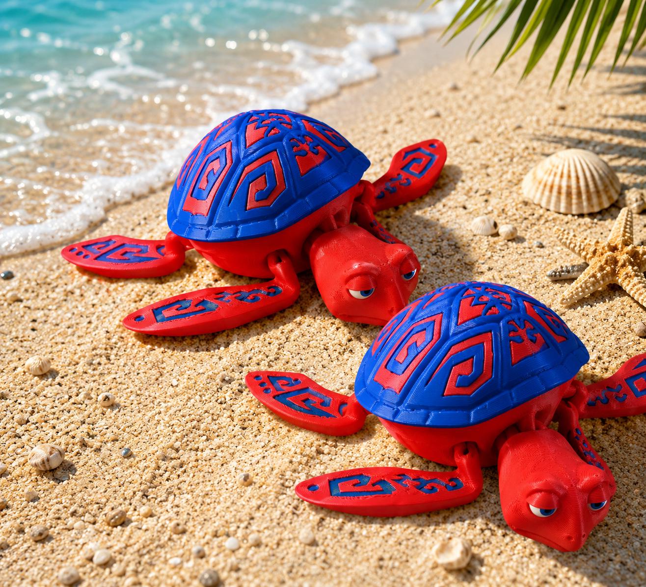Tattooed Turtle | 3D Printed Flexi Turtle | Desk Pet