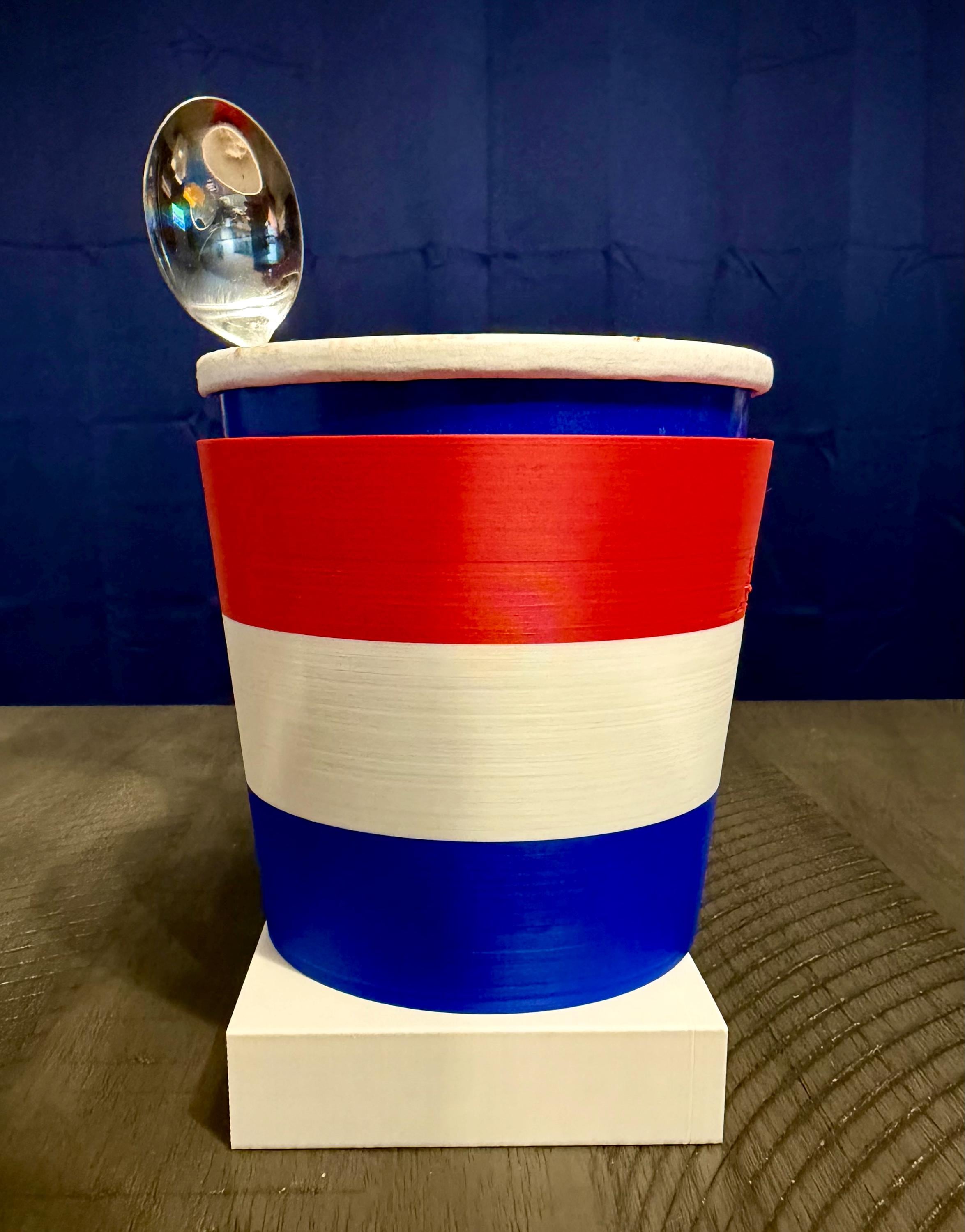 Ice Cream Pint Holder, 3D Printed with Spoon Slot